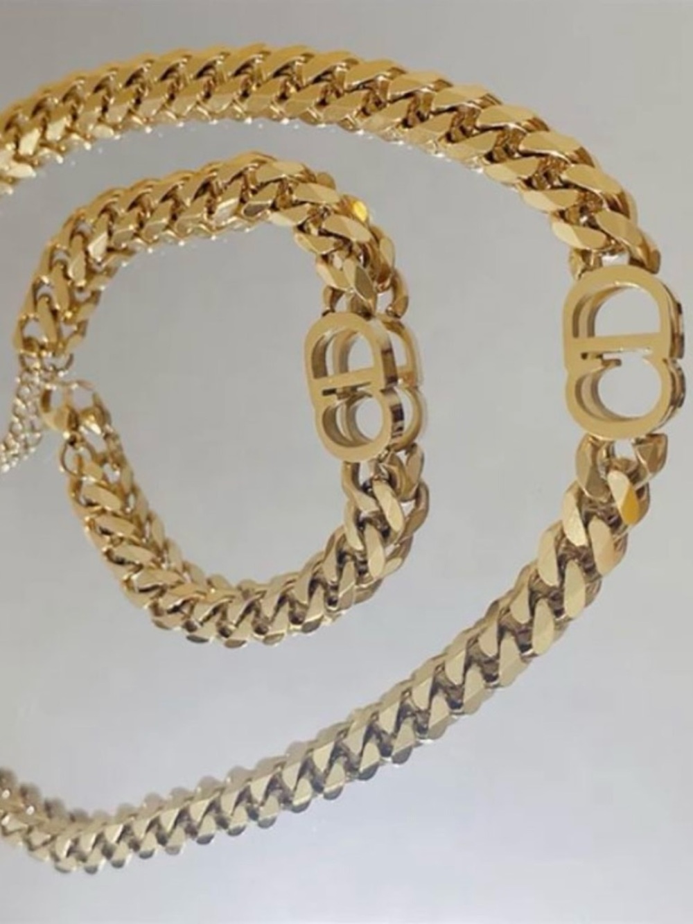 Engraved Gold-plated stainless steel Chain Necklace & bracelet letters